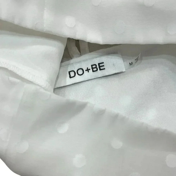 Do+Be White Sheer Top Swiss Dot Puff Sleeve Blouse M - Picture 3 of 4
